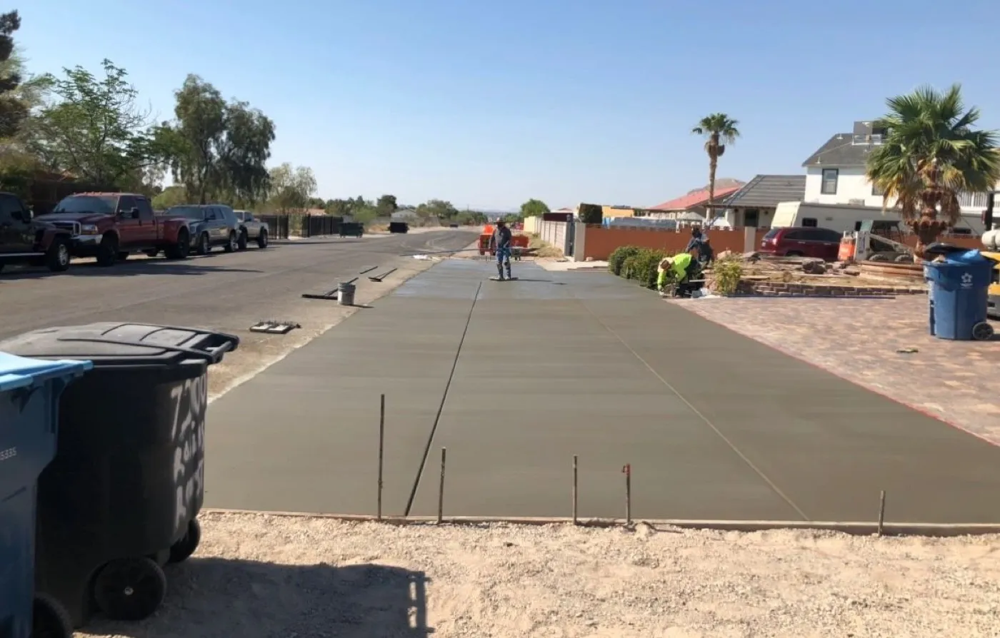 New concrete driveway curing after the pour